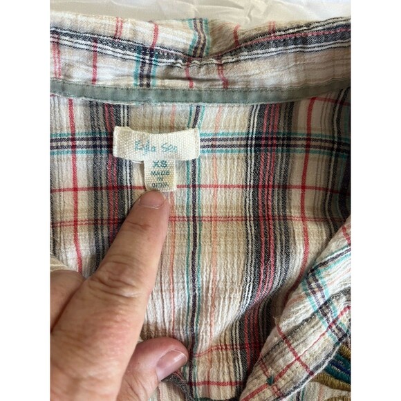 Kyla Seo Plaid High Low Dress Tunic XS Embroidered Boho - Picture 11 of 11